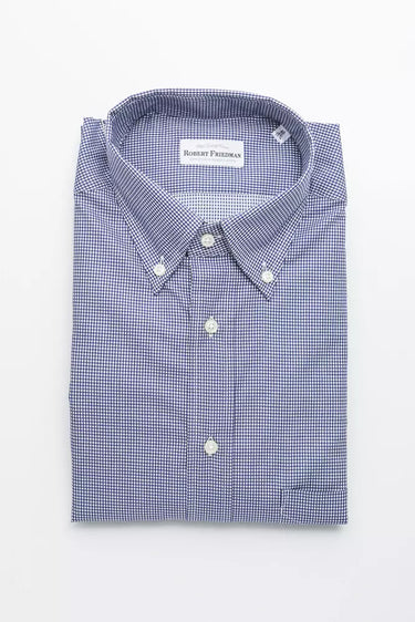 Elegant Blue Cotton Button-Down Shirt